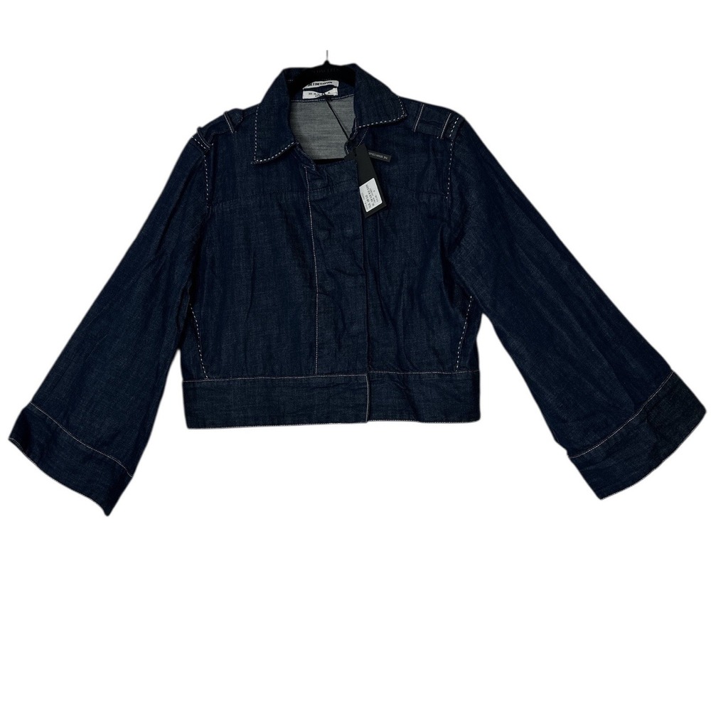 One Teaspoon Denim Jean Jacket Women's Small Blue Pockets Wide Sleeve Crop New